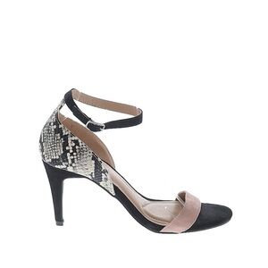 Elegant Black and Tan Snakeskin Heels